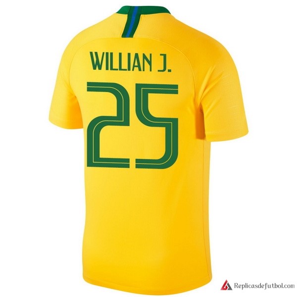 Camiseta Seleccion Brasil Primera equipación Willian J. 2018 Amarillo